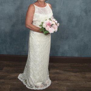 Scott McClintock Ivory Floral Lace Gown